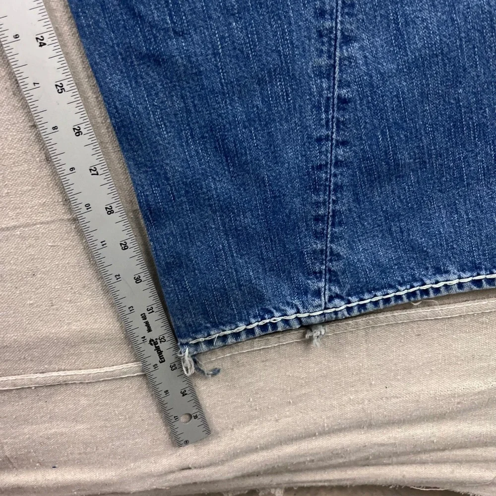 True Religion Joey‎ Super T Jeans Mens 36 Blue Distressed Flare Twisted Seam Low